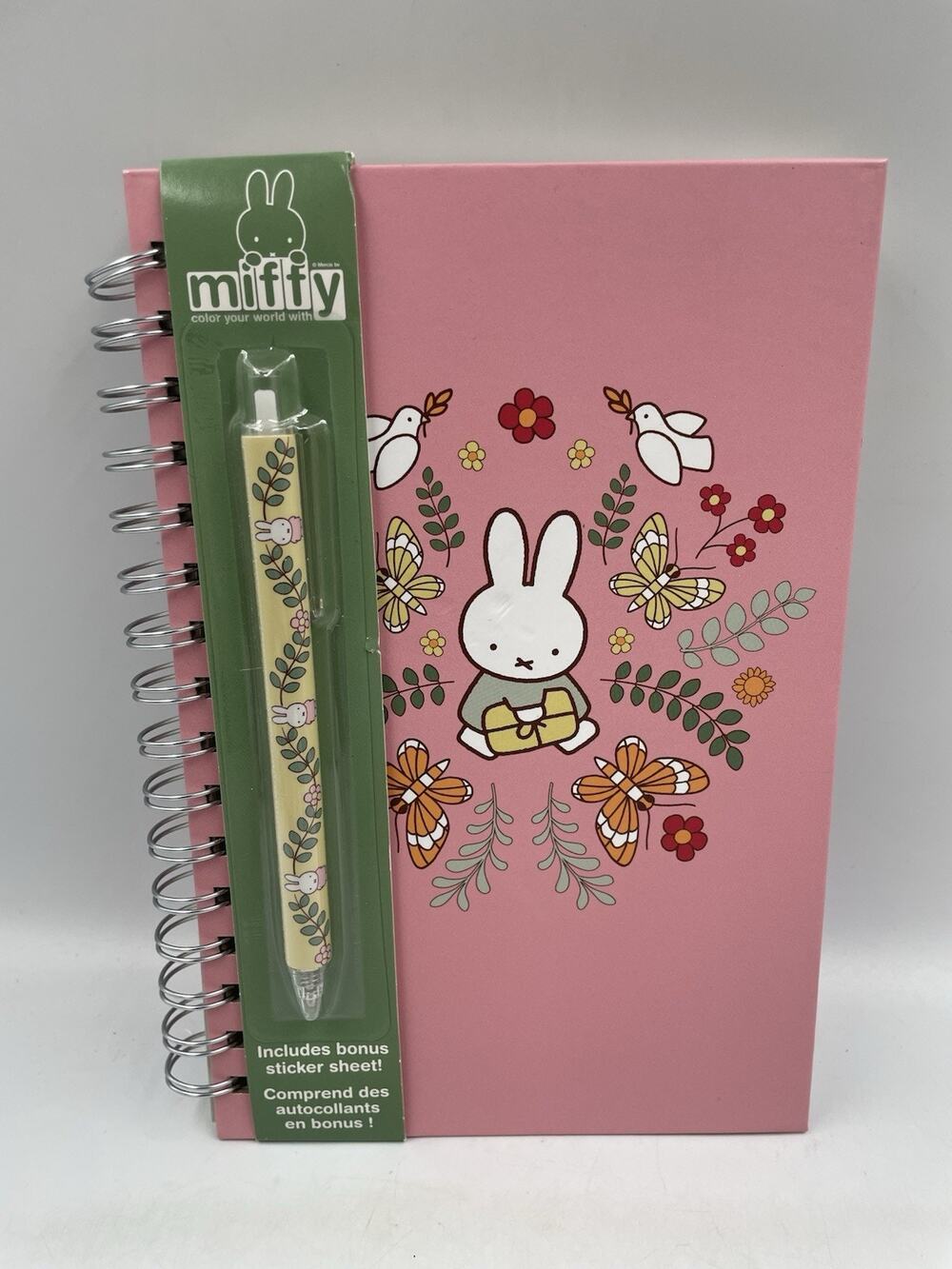 Miffy Pink Floral Spiral Notebook With Stickers And Pen Set Brand New